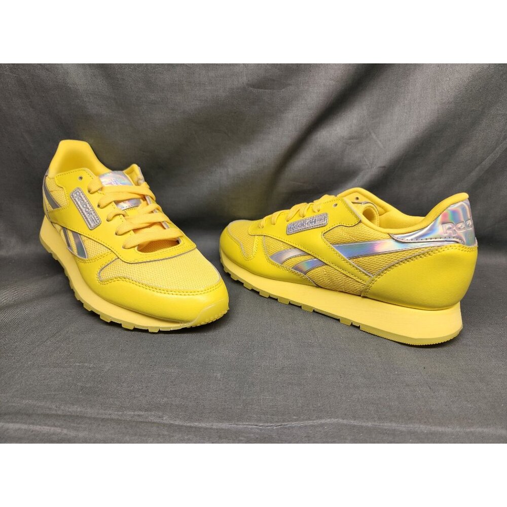 Reebok Girls Classic Leather Casual Sneakers Yellow Silver Size 5.5